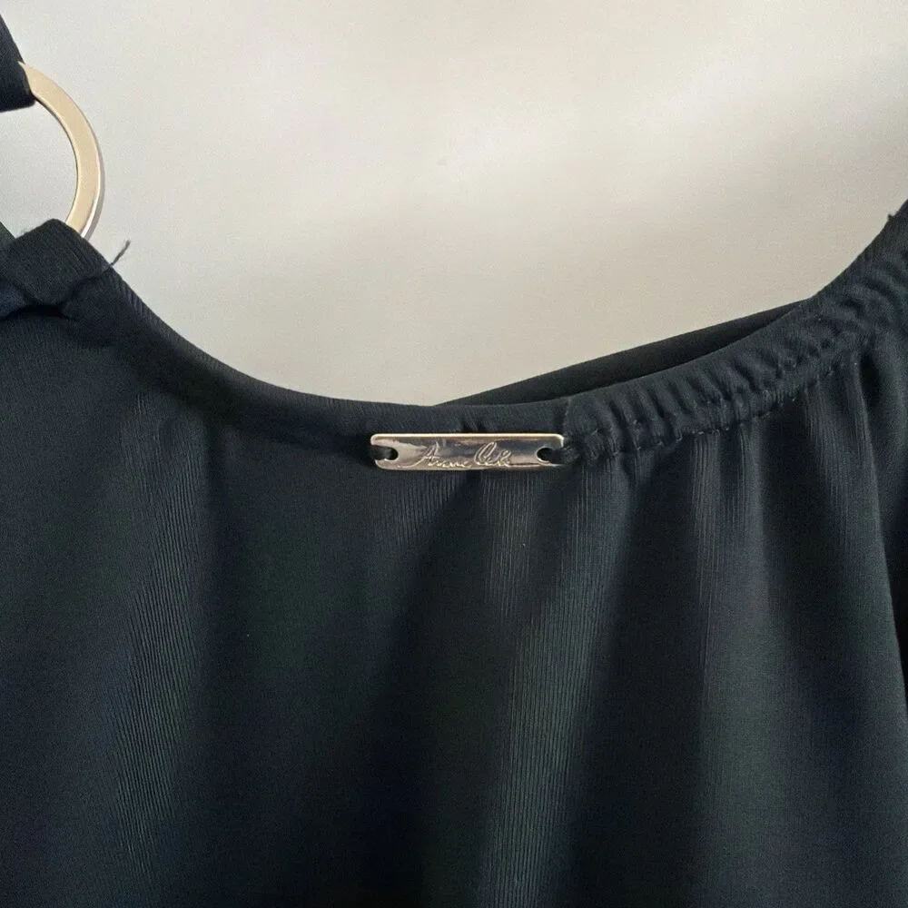 Anne Cole Women’s Sz 16 W Ruched One Piece Swimsuit Black Shaping Tummy Control